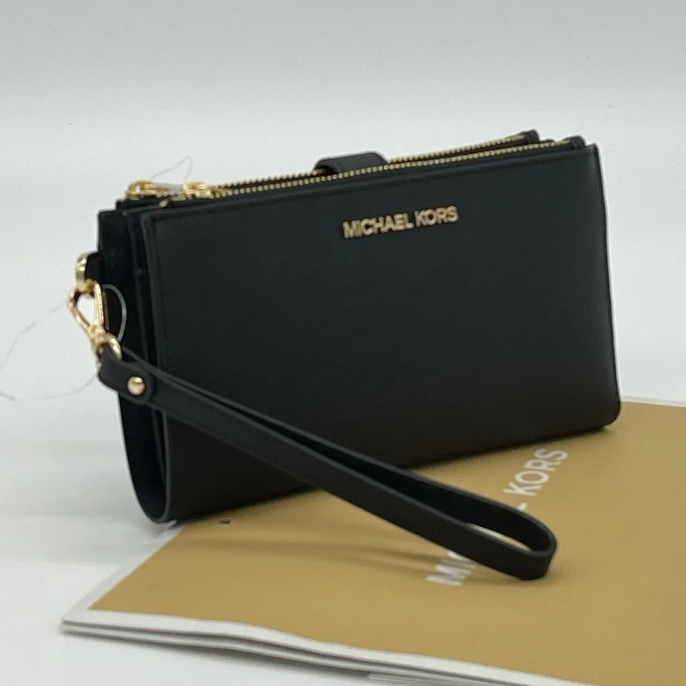 Michael Kors Large Double Zip Wallet Wristlet Black - Picture 2 of 10